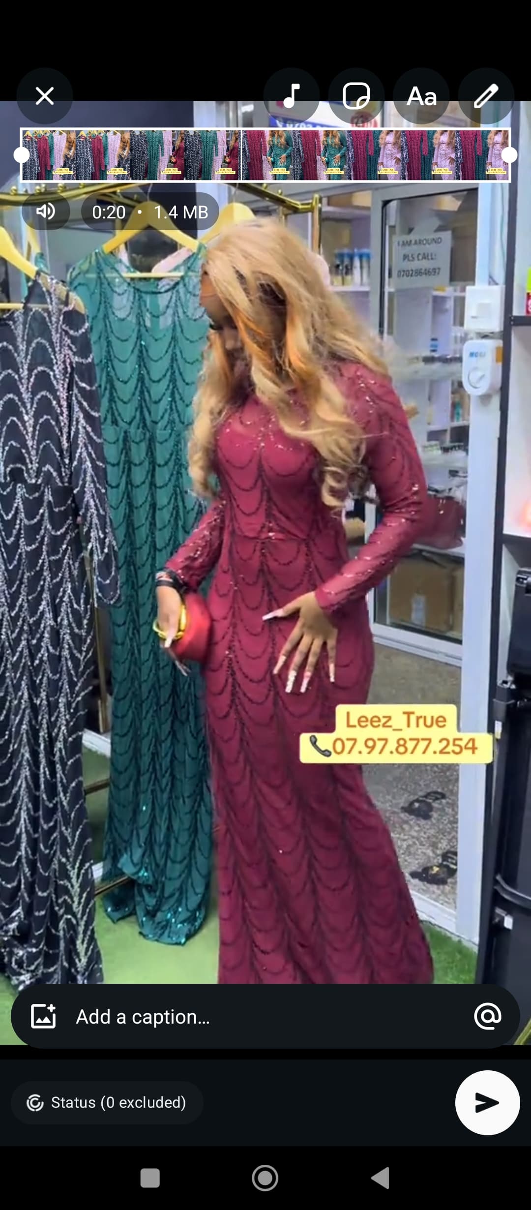 Shiny long sleeved dress - Image 1